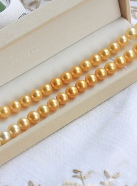 ◆金秋◆珍藏级！高强光南洋金珠+澳白珍珠渐变色四季彩长款项链