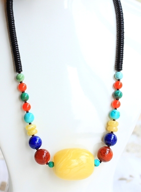 ◆肥美◆爱不释手的满蜜满蜡超大桶珠创意款项链（两个长度）