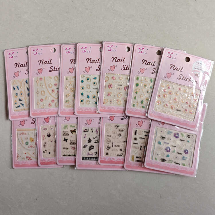 女孩14贴花朵防水指甲贴纸 DIY少女心型美甲贴纸可爱包邮额头贴画