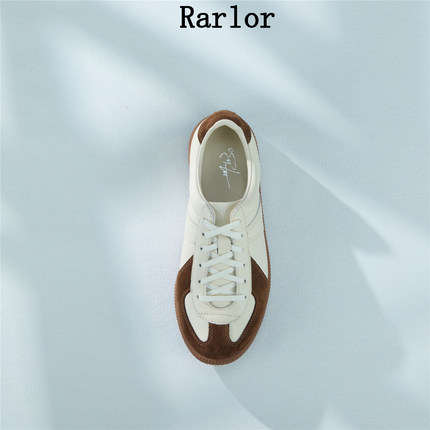 RarlorGermanArmyTrainers德训鞋女款棕色拼白系带经典极简休闲鞋