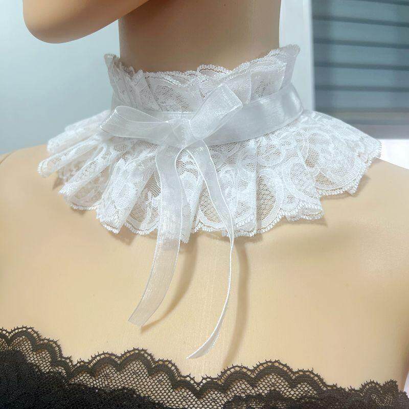 蕾丝高领假领子围脖护颈蕾丝花边装饰假领子职场OL脖颈配饰秋冬
