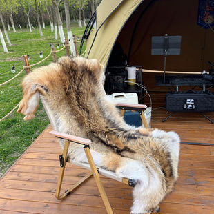 北美进口整张大型郊狼皮毯沙发椅垫影视道具装 饰户外BC露营保暖垫