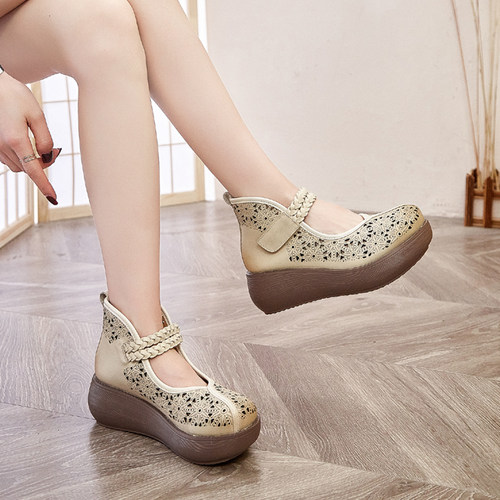 夏季镂空女鞋厚底罗马高跟凉鞋子