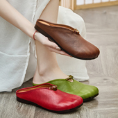 夏季 子2026新款 平底复古一字拖外穿 拖精致包头女士拖鞋 牛筋底凉鞋