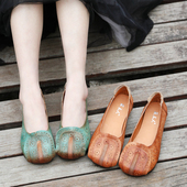 新款 春秋款 妈妈鞋 牛筋底浅口女士单鞋 子ⅰns潮百搭小众软底休闲鞋