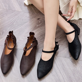 子ⅰns潮百搭小众平底尖头个性 女士单鞋 新款 鞋 春秋软底软面蛋卷鞋