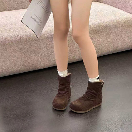 春秋磨砂皮内增高休闲女士短靴子