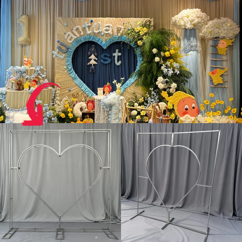 婚庆心形拱门架子桁架心形装饰花架拱门超大爱心布幔高端迎宾区