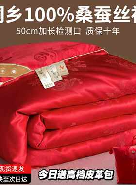 桐乡蚕丝被100%桑蚕丝被子春秋被冬被大红结婚喜被子母被婚庆被芯