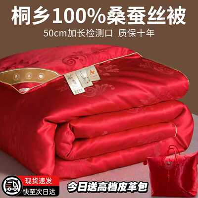 桐乡蚕丝被100%桑蚕丝被子春秋被冬被大红结婚喜被子母被婚庆被芯