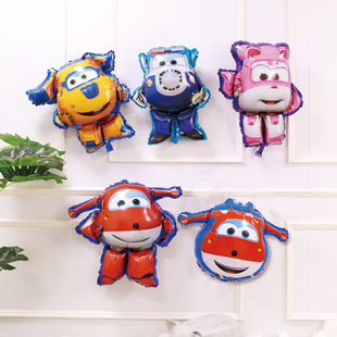 超级飞侠主题卡通铝膜气球儿童宝宝生日会乐迪派对背景墙布置装饰