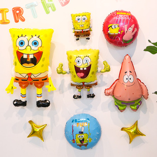海绵宝宝派大星主题气球儿童男女孩周岁生日派对房间学校布置装 饰