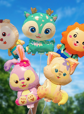 开学季动物夹片气球手持杆棒卡通造型儿童学校幼儿园活动布置装饰