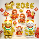 2026新年装 饰卡通造型马铝膜气球商场店铺活动拍照背景墙氛围布置
