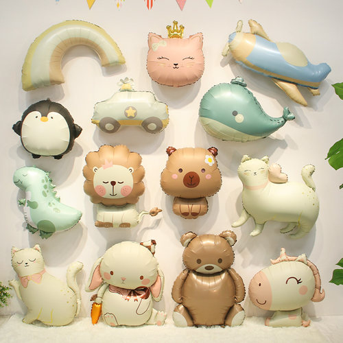 森系哑光卡通可爱动物造型气球