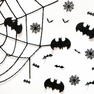 万圣节装饰仿真蜘蛛网挂饰恐怖酒吧幼儿园蝙蝠背景墙场景布置道具