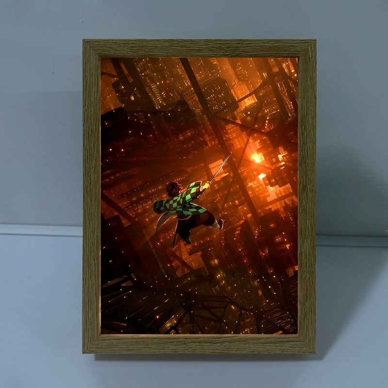 鬼灭之刃灯光画发光装饰画小夜灯