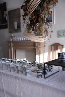 日本日式作家  高岛大树 手作 格子条纹马克杯咖啡杯手握杯碟子