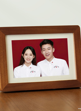 海马体结婚照相框登记证件照摆台高级感6寸情侣婚纱照纪念册礼物