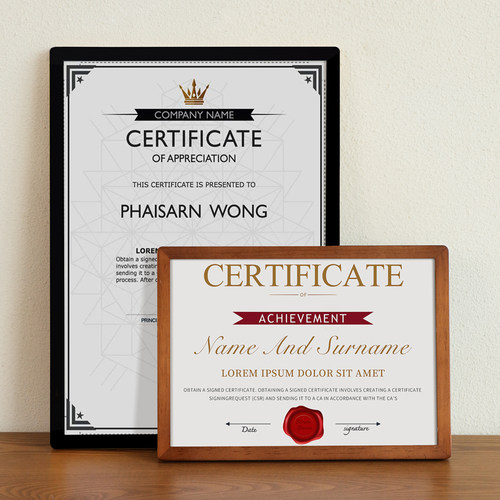 高级感实木荣誉证书定制框架
