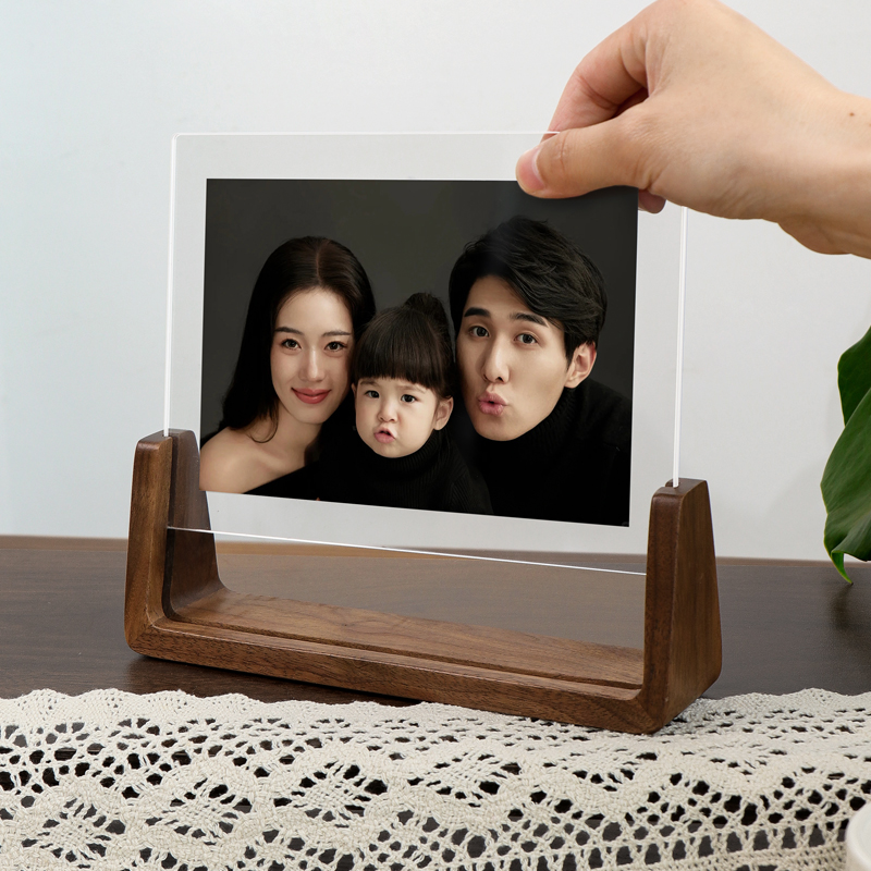 双面透明相框定制摆台实木展示框