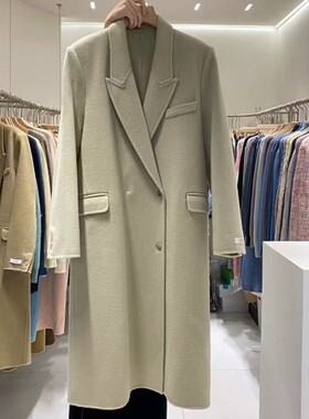 特价LAS CELULA中长款款双面羊绒大衣手缝双面羊毛外套过膝外套女