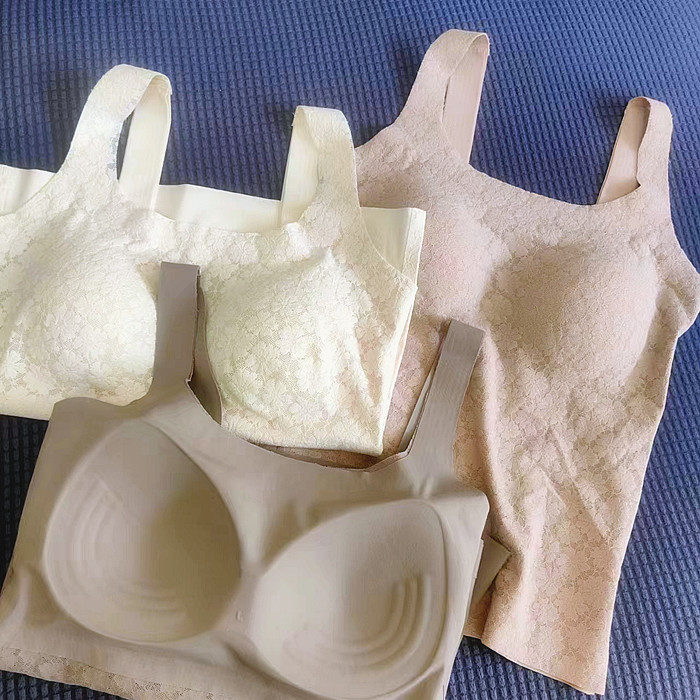 蕾丝带修身暖绒包裹bra内搭背心