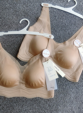 [比凉皮还薄] 粉底液缎面超薄果冻条兔耳杯内衣 透气无痕美背文胸