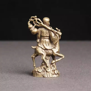 纯铜小摆件复古仙翁桌面福禄鹿寿星佛像客厅老物件家居工艺品礼物