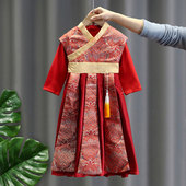 织锦儿童唐装 卡通套装 中国风中小童中性童装 男女童汉服表演服秋季