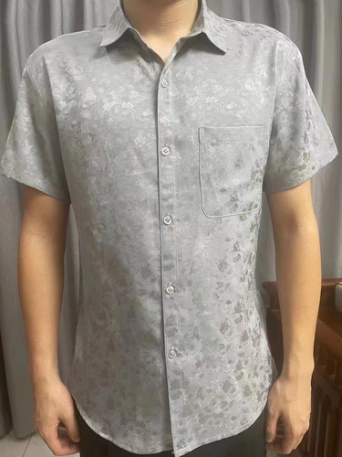 2026厂家直销大码夏季男装休闲提花花罗百搭休闲衬衫舒适透气高端