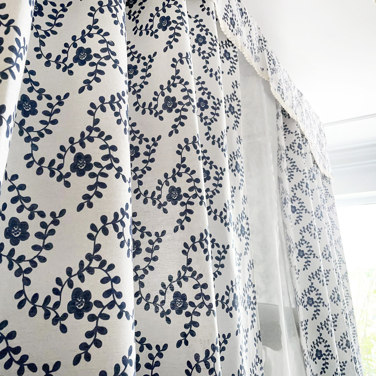 中国风青花瓷藤蔓棉麻碎花大学生寝室宿舍神器上铺下铺半遮光床幔