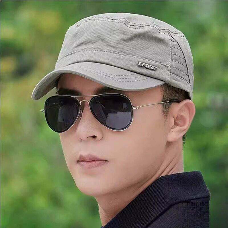 帽子男春夏遮阳平顶帽防晒爸爸短帽沿布帽秋休闲百搭太阳鸭舌帽