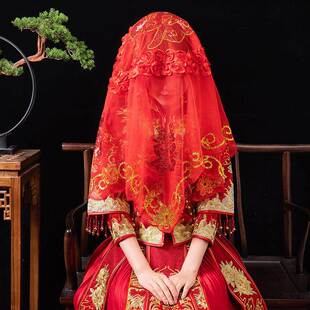 红盖头新娘软纱结婚2026半透明纱头纱秀禾服蒙头喜帕中式婚礼红色
