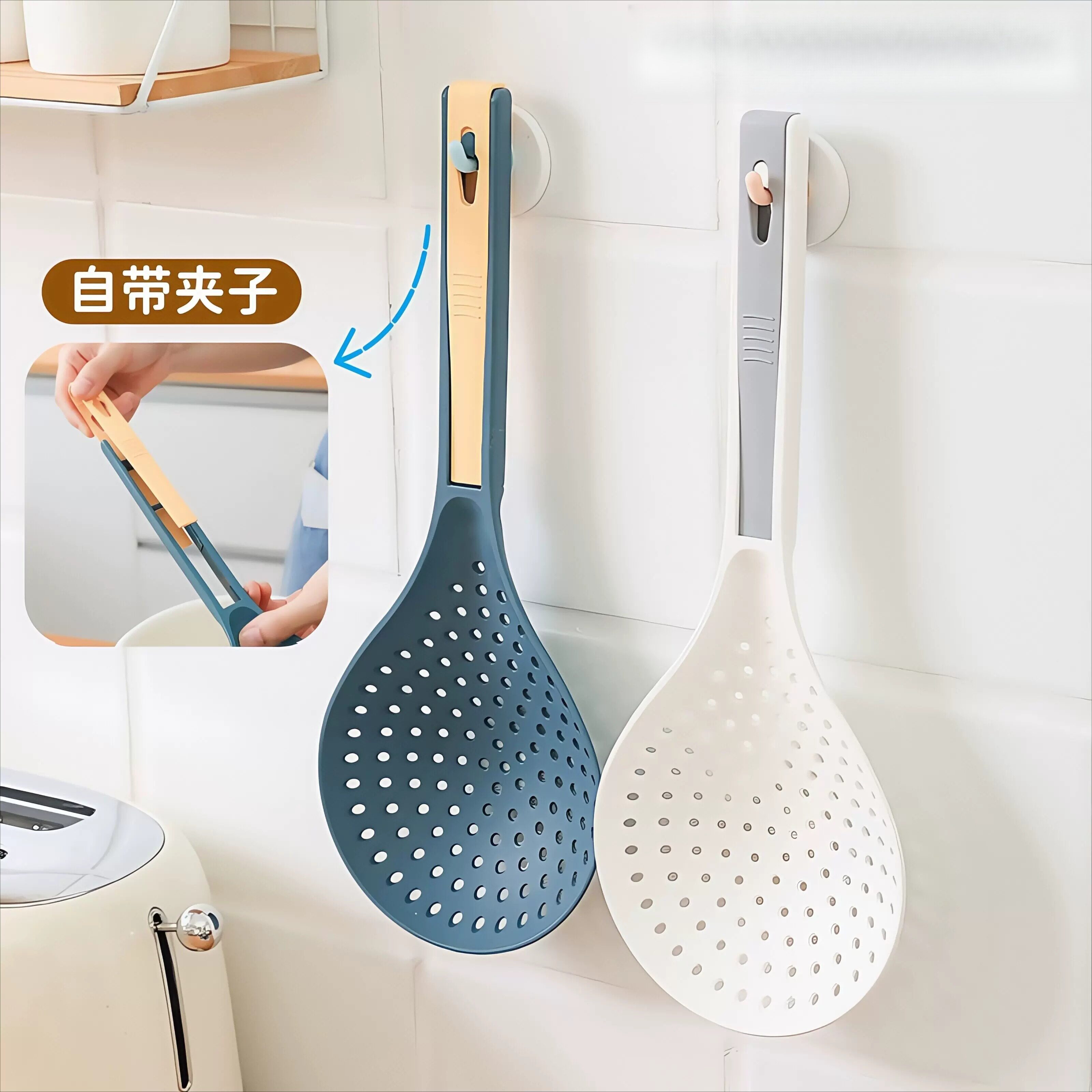 沥水漏网家用捞水饺网塑料面条漏勺子耐高温大号拌面漏勺厨房