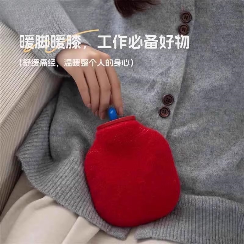 简约覆古注水式热水袋暖手热敷肚子暖水袋便携式灌水袋暖手宝毛绒