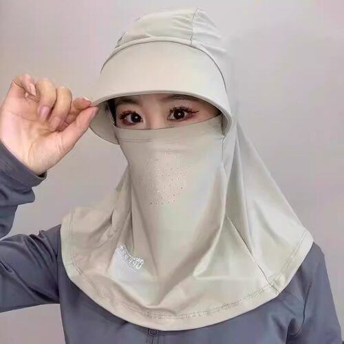 冰丝防晒帽子遮脸面罩遮阳帽夏季抗UV骑车户外护颈防尘遮阳帽