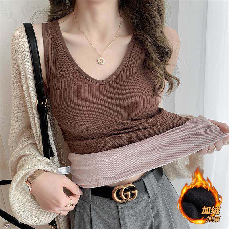 保暖背心女内搭加厚加绒内穿棉毛打底衫冬季吊带内衣大码马甲坎肩