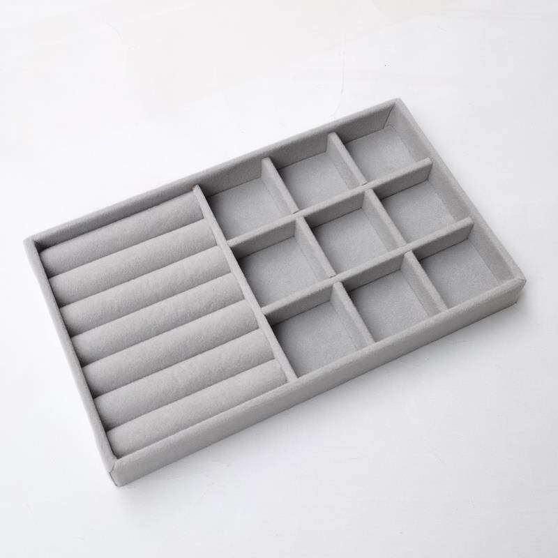 *首饰盒内衬海绵垫耳钉盒子手饰品首饰收纳盒精致抽屉内绒布格子图片