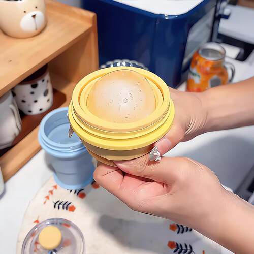 好绝 折叠冰球杯！便携冰球模具可重复使用硅胶冰块制冰杯制冰盒