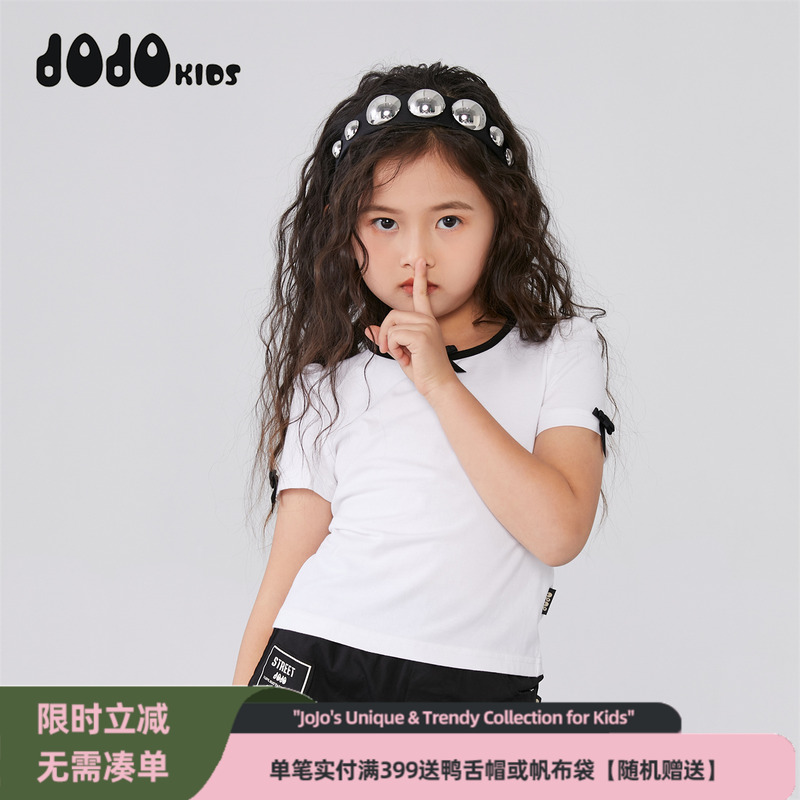 jojo女童夏季休闲短袖针织衫