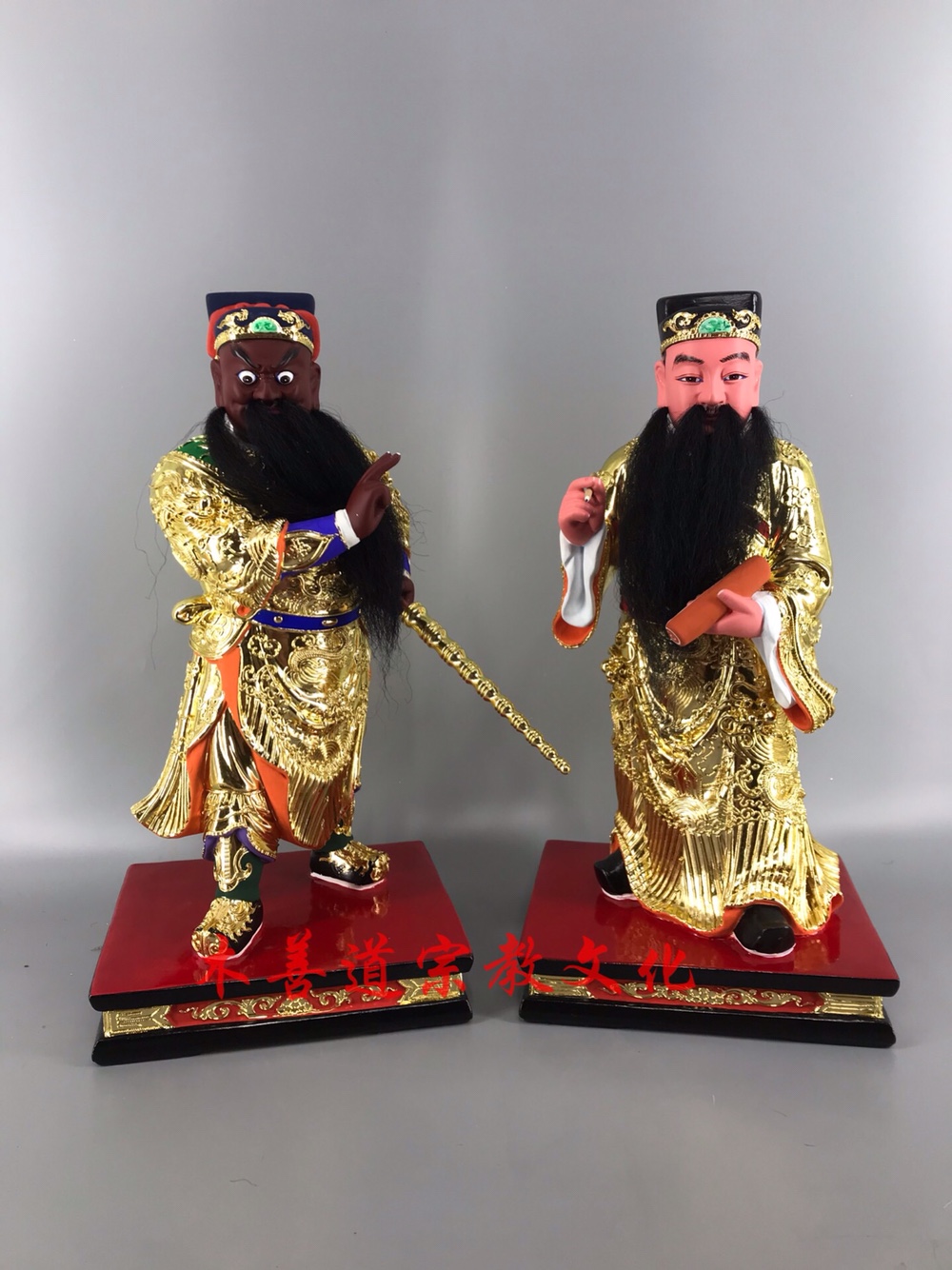 木雕神像文武判官漆线精品