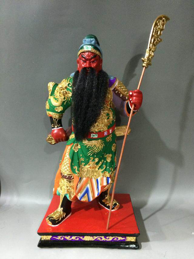 《关帝圣君37》站立式武财神关公/极彩勾金/香樟木雕/订做42厘米
