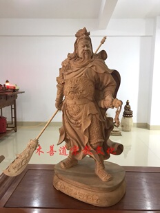 木雕神像关公关圣帝君关羽香樟木精工打造单刀赴会60厘米老料