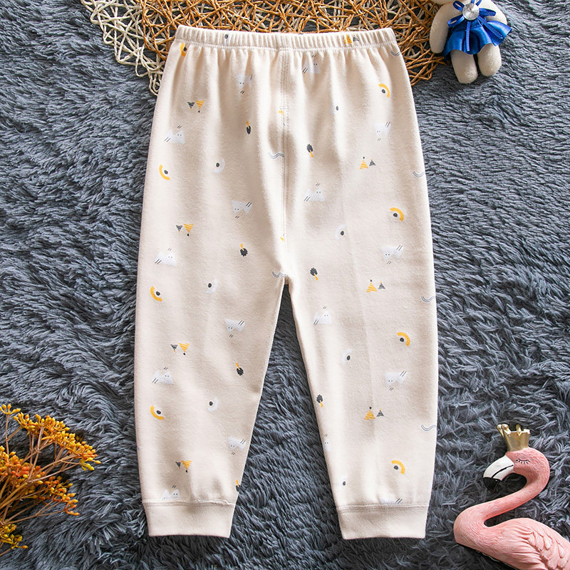 春秋宝宝弹力棉秋裤婴儿纯棉裤子男女儿童彩棉叉裆长裤全棉打底裤