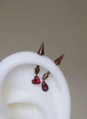 f136钛合金定制复古铜色红色水滴星星爱心耳骨钉尖锤helix养耳洞