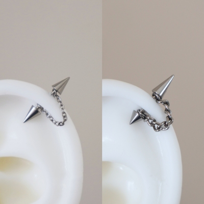 f136钛合金双尖锥链条恶魔角耳轮钉helix钉耳骨钉耳钉