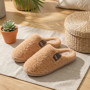 毛绒加绒加厚毛毛拖鞋 室内居家用防滑保暖月子鞋 男冬 女冬季 棉拖鞋