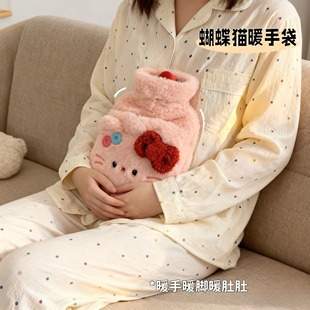 可爱小猫猫灌水热水袋大容量注水式 毛绒暖水袋被窝暖宝宝暖手袋子