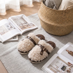 女秋冬季 毛毛鞋 新款 冬天保暖加绒拖鞋 室内家用加厚毛绒拖鞋 棉拖鞋